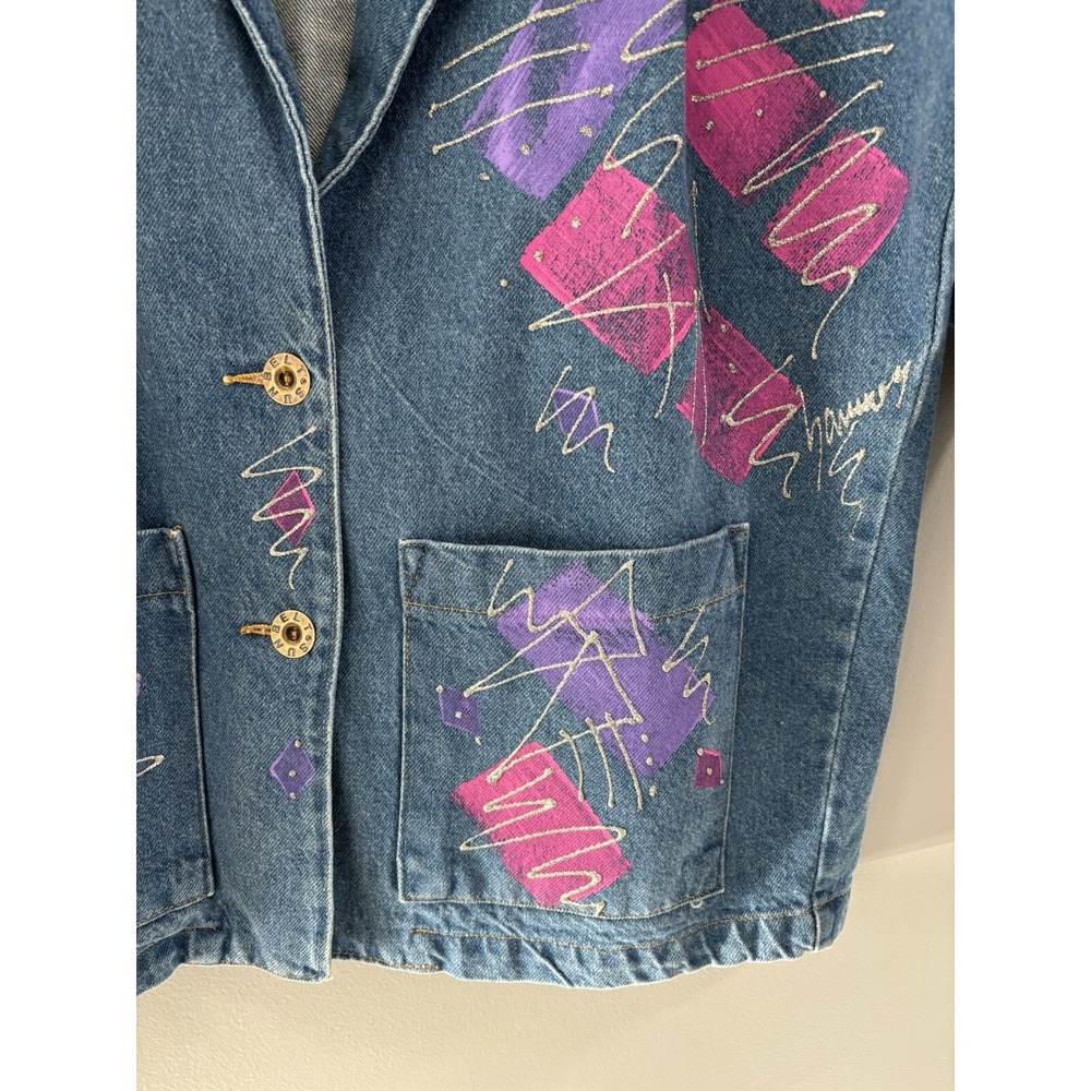 Vintage Sunbelt Sportswear Painted Denim Jacket Size‎ Medium - Picture 8 of 16